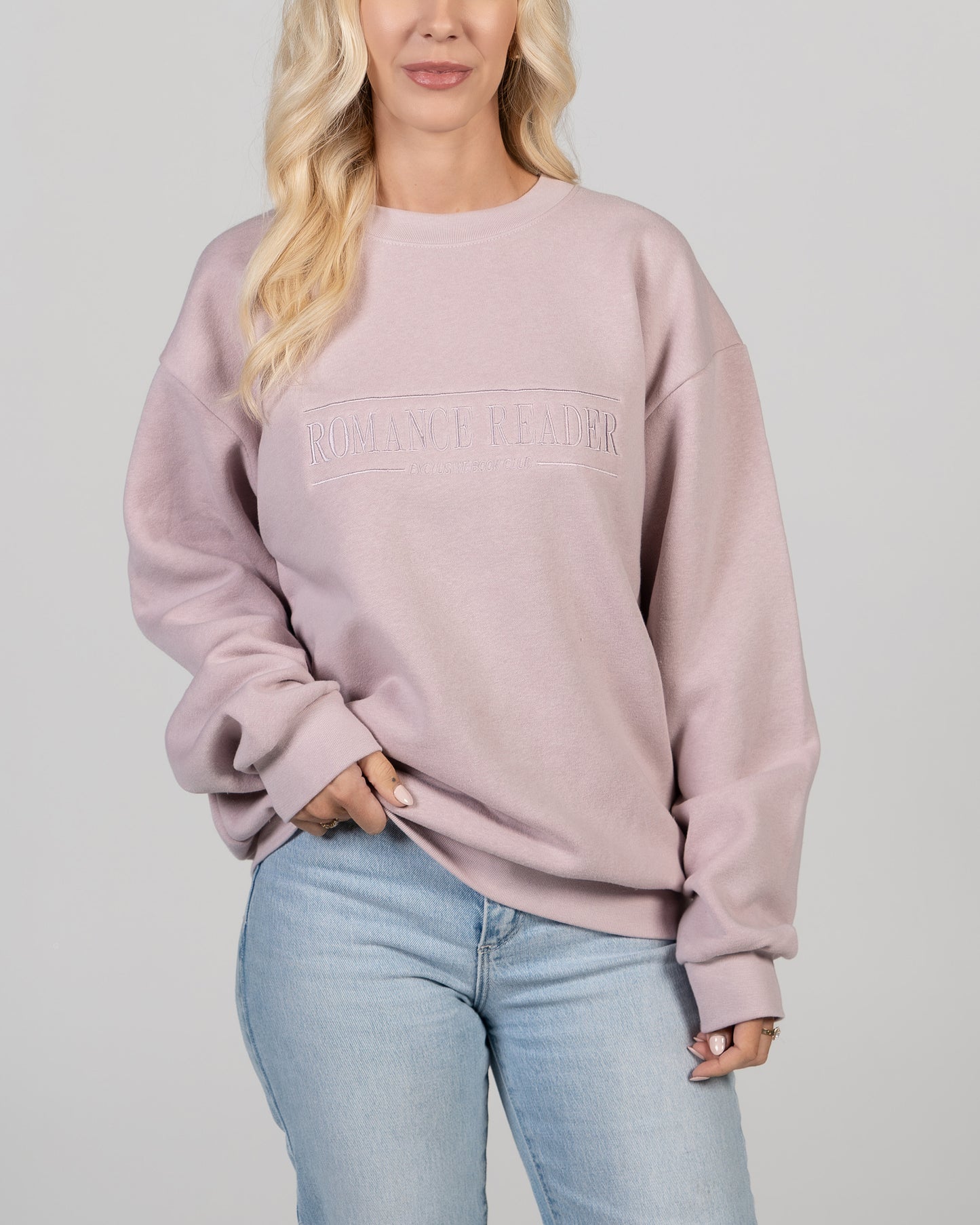 'Romance Reader' Classic Embroidered Crew